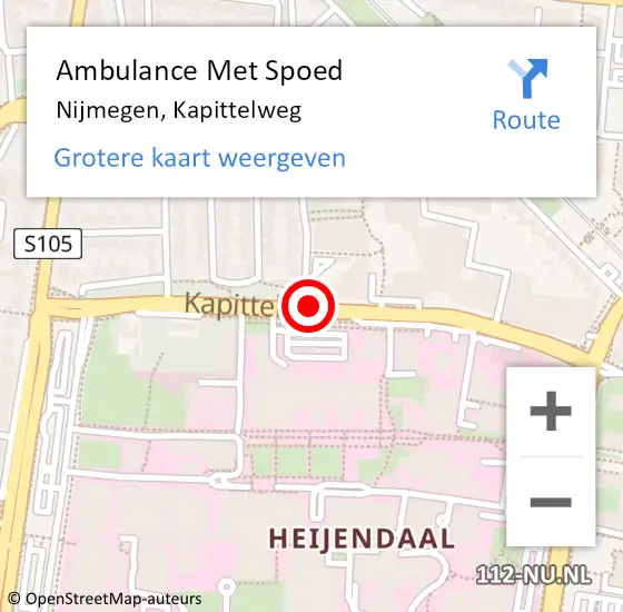 Locatie op kaart van de 112 melding: Ambulance Met Spoed Naar Nijmegen, Kapittelweg op 13 september 2019 21:51