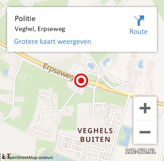 Locatie op kaart van de 112 melding: Politie Veghel, Erpseweg op 13 september 2019 23:26