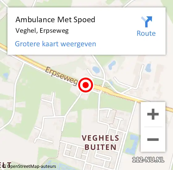 Locatie op kaart van de 112 melding: Ambulance Met Spoed Naar Veghel, Erpseweg op 13 september 2019 23:27