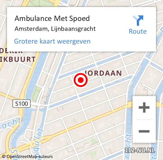 Locatie op kaart van de 112 melding: Ambulance Met Spoed Naar Amsterdam, Lijnbaansgracht op 13 september 2019 23:49