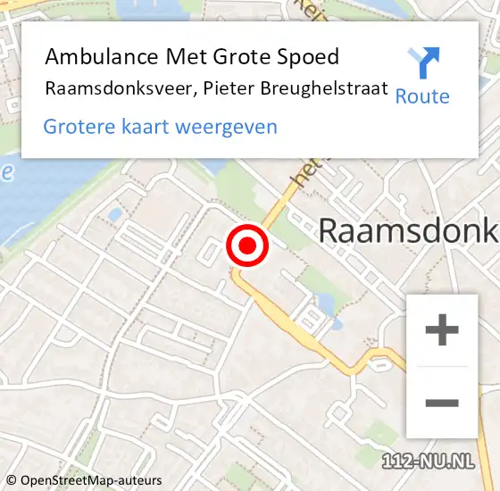 Locatie op kaart van de 112 melding: Ambulance Met Grote Spoed Naar Raamsdonksveer, Pieter Breughelstraat op 14 september 2019 00:14