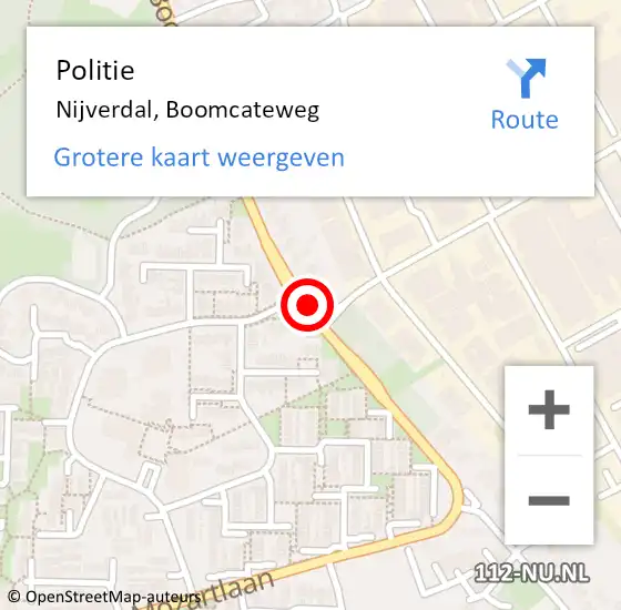 Locatie op kaart van de 112 melding: Politie Nijverdal, Boomcateweg op 14 september 2019 00:18