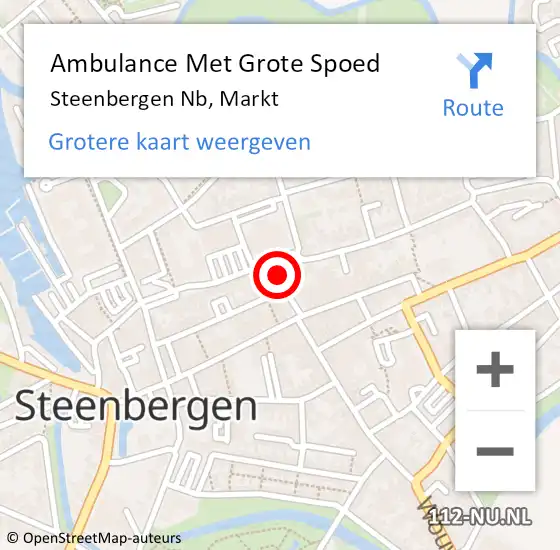 Locatie op kaart van de 112 melding: Ambulance Met Grote Spoed Naar Steenbergen Nb, Markt op 14 september 2019 01:39