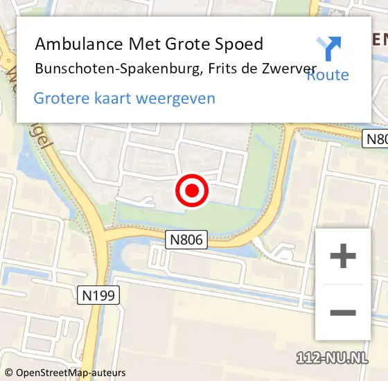 Locatie op kaart van de 112 melding: Ambulance Met Grote Spoed Naar Bunschoten-Spakenburg, Frits de Zwerver op 13 april 2014 18:47