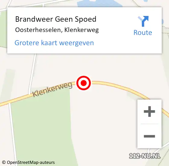 Locatie op kaart van de 112 melding: Brandweer Geen Spoed Naar Oosterhesselen, Klenkerweg op 14 september 2019 02:51