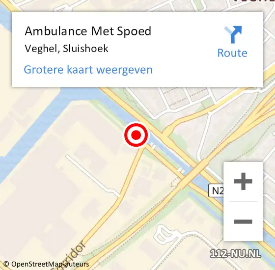 Locatie op kaart van de 112 melding: Ambulance Met Spoed Naar Veghel, Sluishoek op 14 september 2019 03:06