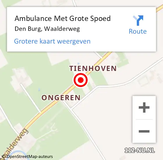 Locatie op kaart van de 112 melding: Ambulance Met Grote Spoed Naar Den Burg, Waalderweg op 14 september 2019 03:24