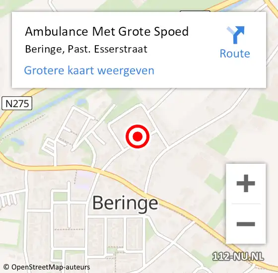 Locatie op kaart van de 112 melding: Ambulance Met Grote Spoed Naar Beringe, Past. Esserstraat op 13 april 2014 18:50