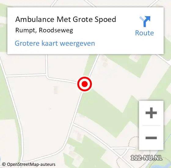 Locatie op kaart van de 112 melding: Ambulance Met Grote Spoed Naar Rumpt, Roodseweg op 14 september 2019 03:55