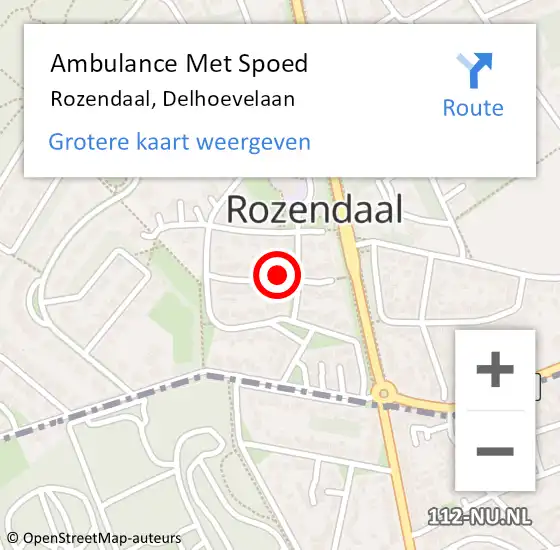 Locatie op kaart van de 112 melding: Ambulance Met Spoed Naar Rozendaal, Delhoevelaan op 14 september 2019 04:29