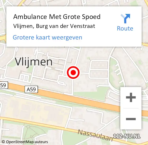 Locatie op kaart van de 112 melding: Ambulance Met Grote Spoed Naar Vlijmen, Burg van der Venstraat op 14 september 2019 05:53