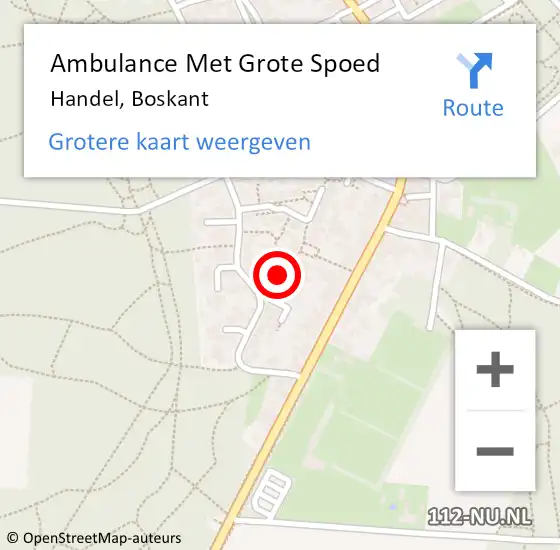 Locatie op kaart van de 112 melding: Ambulance Met Grote Spoed Naar Handel, Boskant op 14 september 2019 05:56