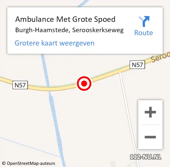 Locatie op kaart van de 112 melding: Ambulance Met Grote Spoed Naar Burgh-Haamstede, Serooskerkseweg op 14 september 2019 09:15