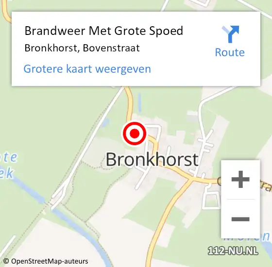 Locatie op kaart van de 112 melding: Brandweer Met Grote Spoed Naar Bronkhorst, Bovenstraat op 14 september 2019 09:28