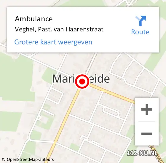 Locatie op kaart van de 112 melding: Ambulance Veghel, Past. van Haarenstraat op 14 september 2019 09:33