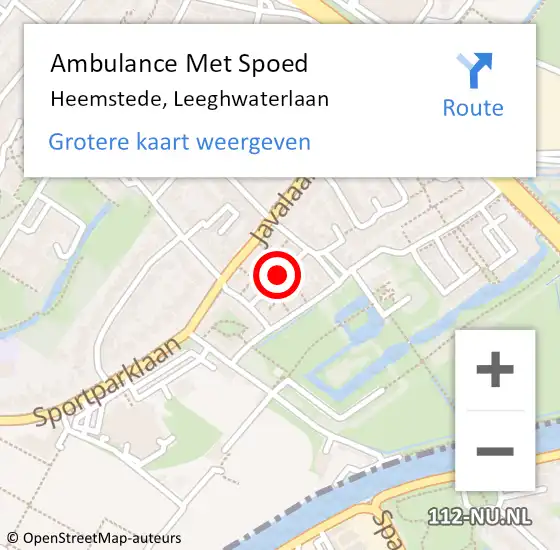 Locatie op kaart van de 112 melding: Ambulance Met Spoed Naar Heemstede, Leeghwaterlaan op 14 september 2019 10:29