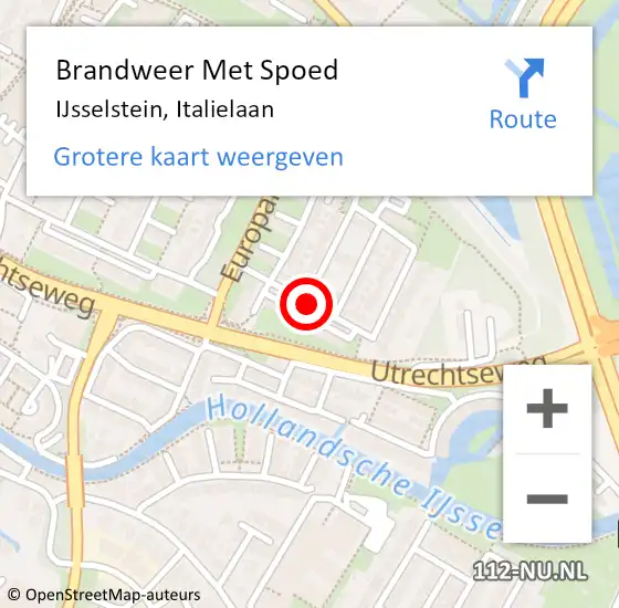 Locatie op kaart van de 112 melding: Brandweer Met Spoed Naar IJsselstein, Italielaan op 14 september 2019 10:38