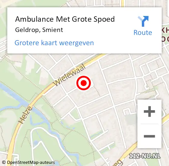 Locatie op kaart van de 112 melding: Ambulance Met Grote Spoed Naar Geldrop, Smient op 14 september 2019 10:53