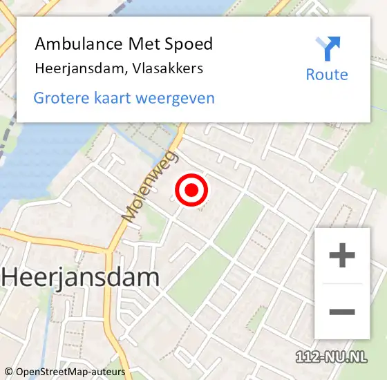 Locatie op kaart van de 112 melding: Ambulance Met Spoed Naar Heerjansdam, Vlasakkers op 14 september 2019 10:58