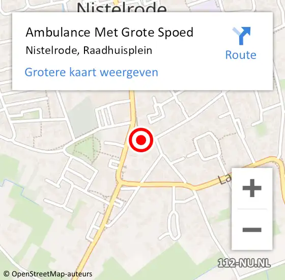 Locatie op kaart van de 112 melding: Ambulance Met Grote Spoed Naar Nistelrode, Raadhuisplein op 14 september 2019 11:02