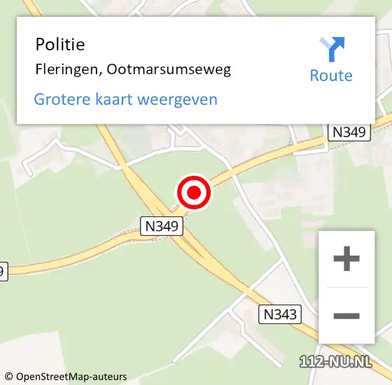 Locatie op kaart van de 112 melding: Politie Fleringen, Ootmarsumseweg op 14 september 2019 11:10