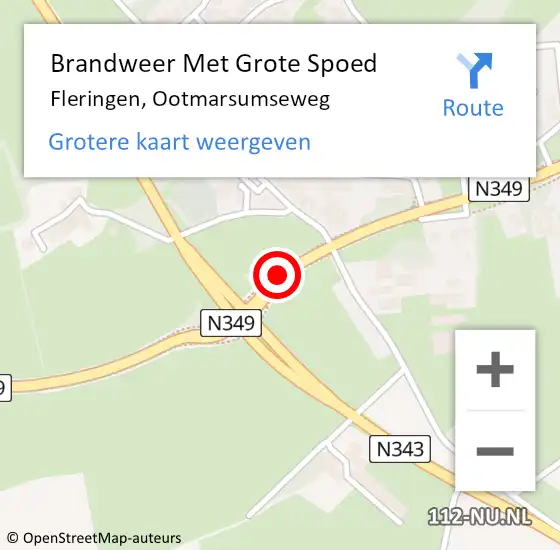 Locatie op kaart van de 112 melding: Brandweer Met Grote Spoed Naar Fleringen, Ootmarsumseweg op 14 september 2019 11:10