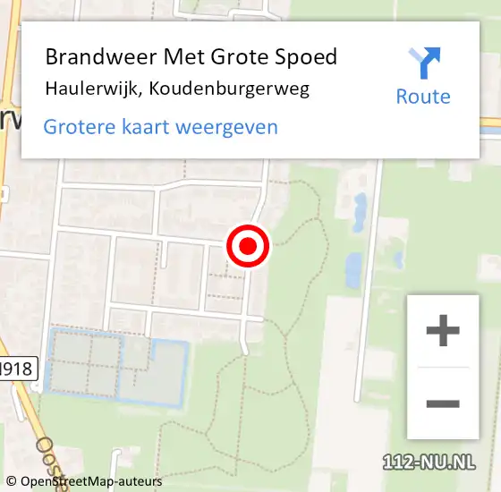 Locatie op kaart van de 112 melding: Brandweer Met Grote Spoed Naar Haulerwijk, Koudenburgerweg op 13 april 2014 19:22