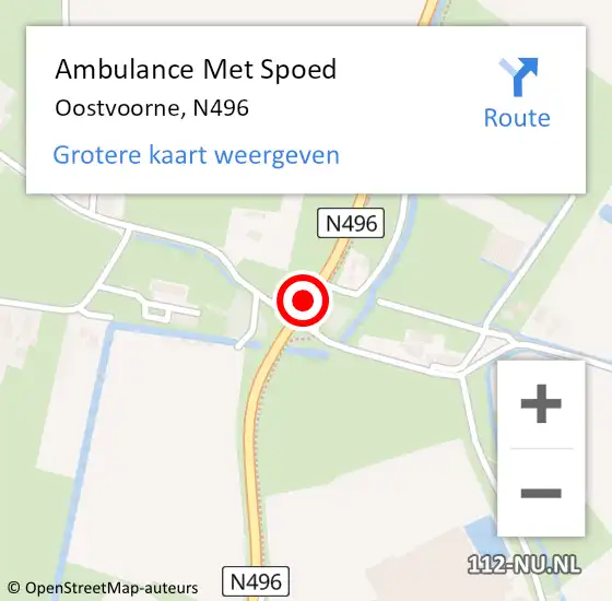 Locatie op kaart van de 112 melding: Ambulance Met Spoed Naar Oostvoorne, N496 op 14 september 2019 11:59