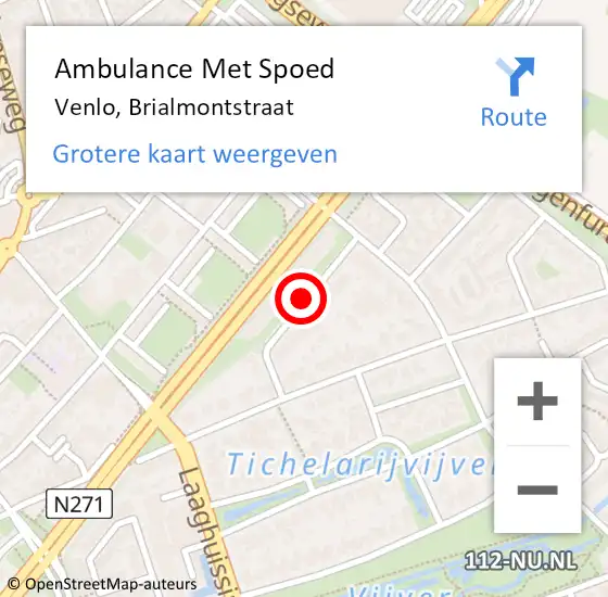 Locatie op kaart van de 112 melding: Ambulance Met Spoed Naar Venlo, Brialmontstraat op 14 september 2019 12:00