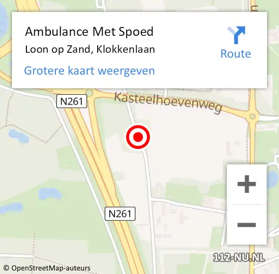 Locatie op kaart van de 112 melding: Ambulance Met Spoed Naar Loon op Zand, Klokkenlaan op 14 september 2019 12:32
