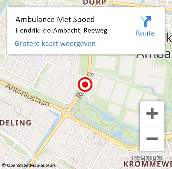 Locatie op kaart van de 112 melding: Ambulance Met Spoed Naar Hendrik-Ido-Ambacht, Reeweg op 14 september 2019 13:00