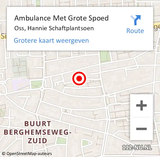 Locatie op kaart van de 112 melding: Ambulance Met Grote Spoed Naar Oss, Hannie Schaftplantsoen op 14 september 2019 13:14