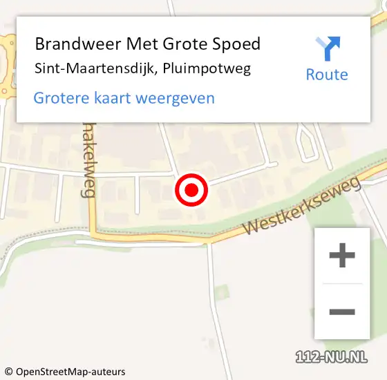Locatie op kaart van de 112 melding: Brandweer Met Grote Spoed Naar Sint-Maartensdijk, Pluimpotweg op 14 september 2019 13:54