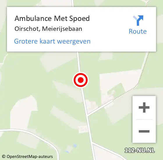 Locatie op kaart van de 112 melding: Ambulance Met Spoed Naar Oirschot, Meierijsebaan op 14 september 2019 14:00