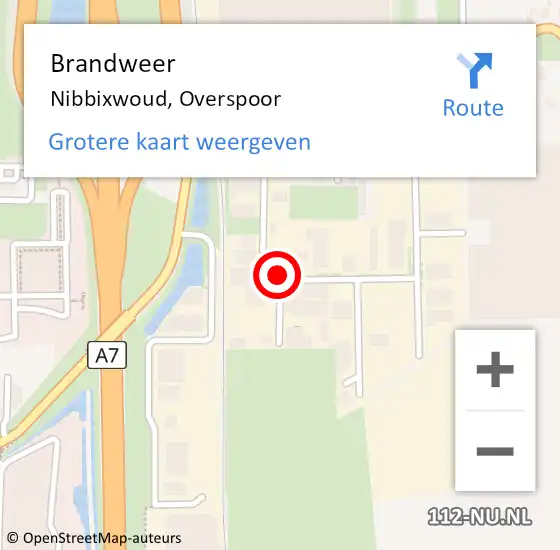 Locatie op kaart van de 112 melding: Brandweer Nibbixwoud, Overspoor op 14 september 2019 14:24