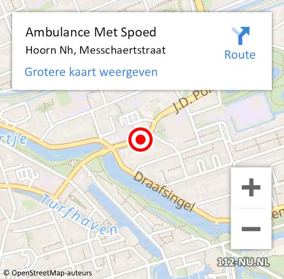 Locatie op kaart van de 112 melding: Ambulance Met Spoed Naar Hoorn Nh, Messchaertstraat op 14 september 2019 14:26