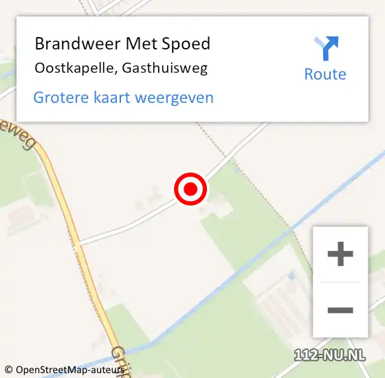 Locatie op kaart van de 112 melding: Brandweer Met Spoed Naar Oostkapelle, Gasthuisweg op 14 september 2019 14:46