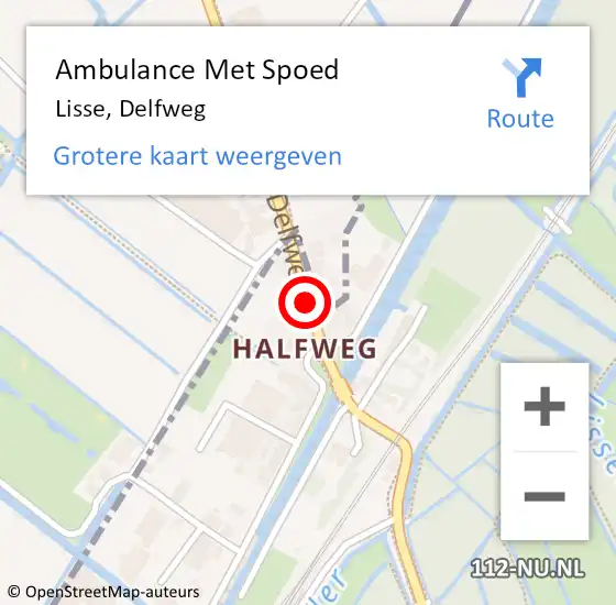Locatie op kaart van de 112 melding: Ambulance Met Spoed Naar Lisse, Delfweg op 14 september 2019 14:47