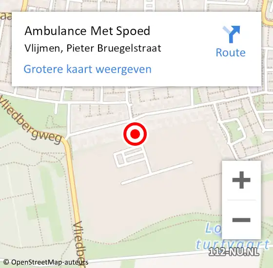 Locatie op kaart van de 112 melding: Ambulance Met Spoed Naar Vlijmen, Pieter Bruegelstraat op 14 september 2019 15:03