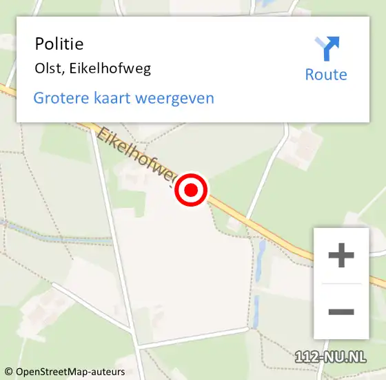 Locatie op kaart van de 112 melding: Politie Olst, Eikelhofweg op 14 september 2019 15:21