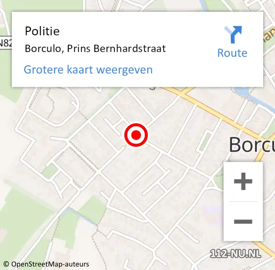 Locatie op kaart van de 112 melding: Politie Borculo, Prins Bernhardstraat op 14 september 2019 15:27