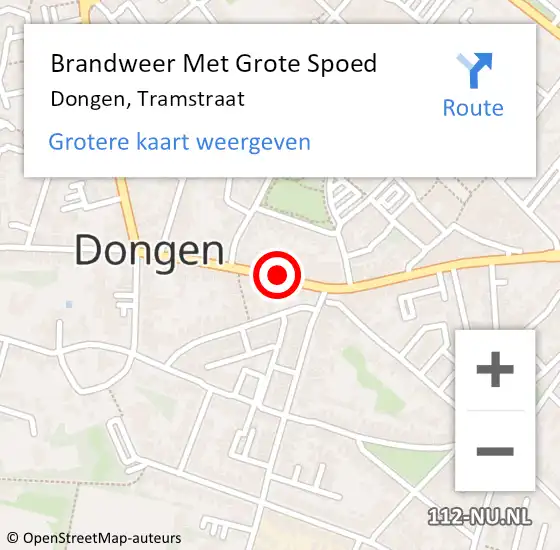 Locatie op kaart van de 112 melding: Brandweer Met Grote Spoed Naar Dongen, Tramstraat op 7 september 2013 19:44