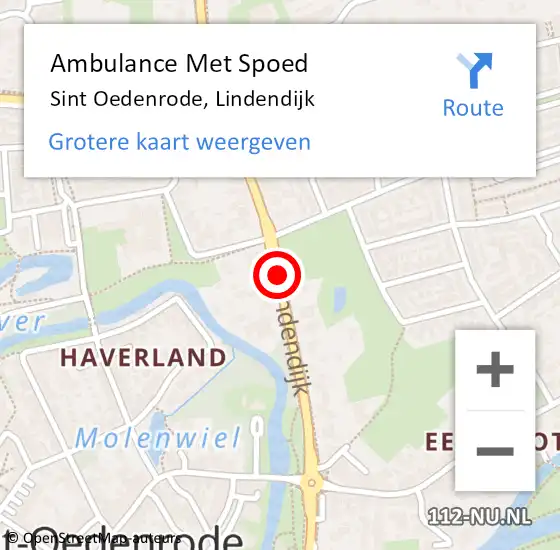 Locatie op kaart van de 112 melding: Ambulance Met Spoed Naar Sint-Oedenrode, Lindendijk op 14 september 2019 16:24