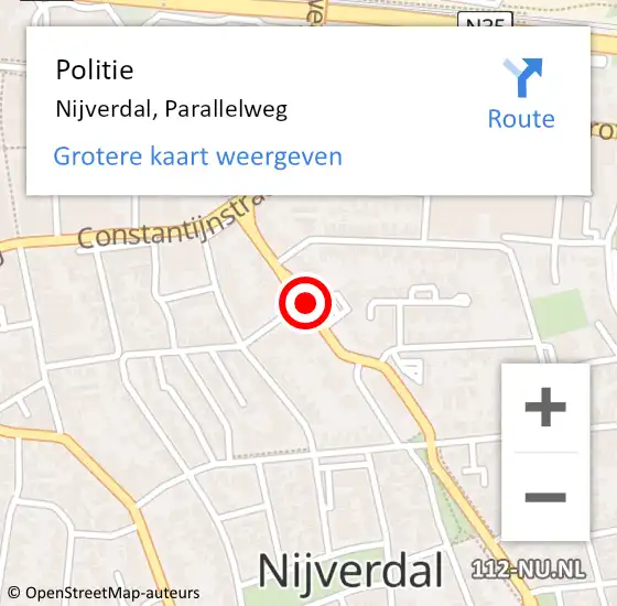 Locatie op kaart van de 112 melding: Politie Nijverdal, Parallelweg op 14 september 2019 16:57