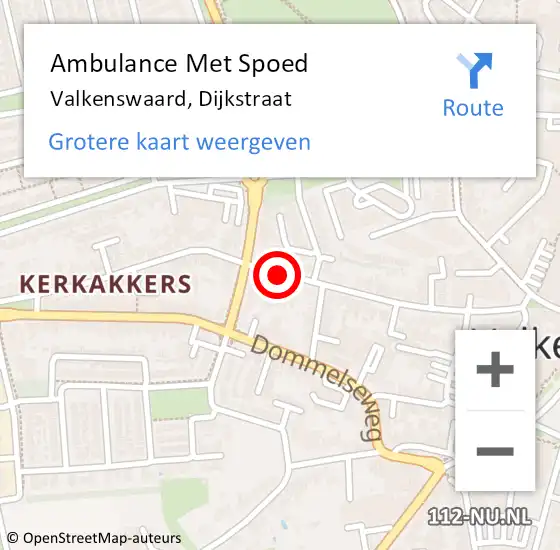 Locatie op kaart van de 112 melding: Ambulance Met Spoed Naar Valkenswaard, Dijkstraat op 14 september 2019 17:17