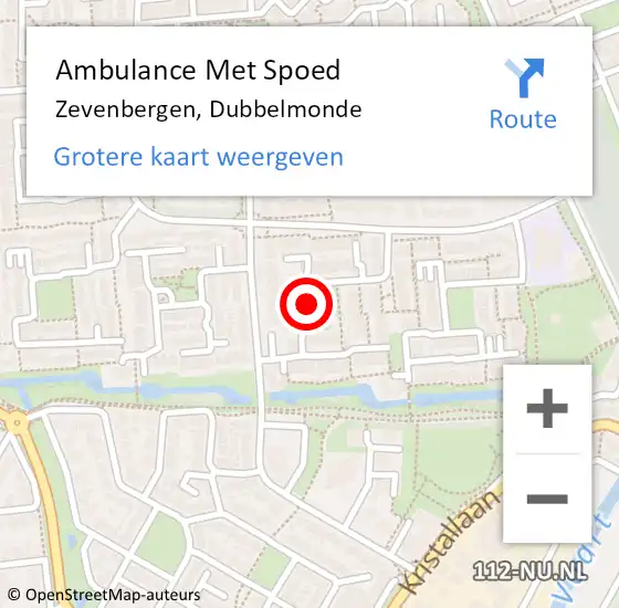 Locatie op kaart van de 112 melding: Ambulance Met Spoed Naar Zevenbergen, Dubbelmonde op 14 september 2019 17:45