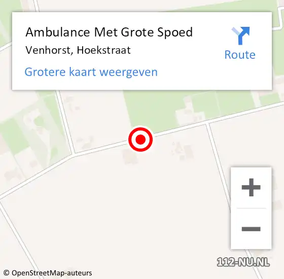 Locatie op kaart van de 112 melding: Ambulance Met Grote Spoed Naar Venhorst, Hoekstraat op 14 september 2019 18:13