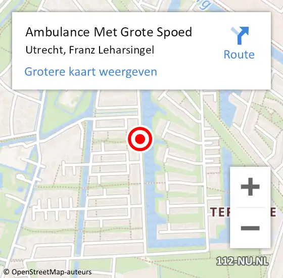 Locatie op kaart van de 112 melding: Ambulance Met Grote Spoed Naar Utrecht, Franz Leharsingel op 14 september 2019 18:21