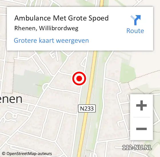 Locatie op kaart van de 112 melding: Ambulance Met Grote Spoed Naar Rhenen, Willibrordweg op 13 april 2014 20:23