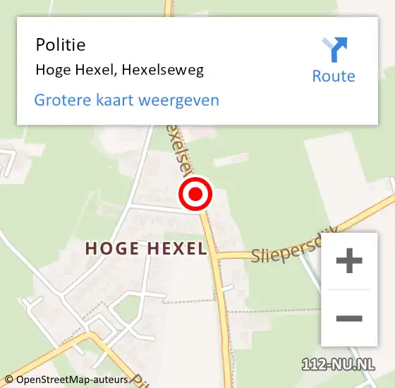 Locatie op kaart van de 112 melding: Politie Hoge Hexel, Hexelseweg op 14 september 2019 19:02